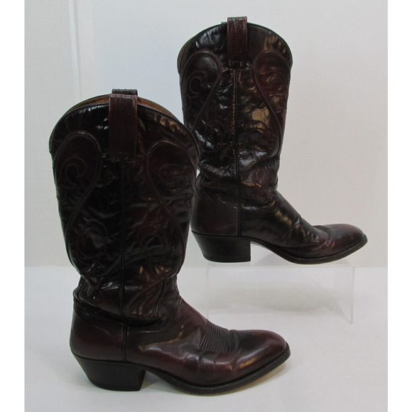 Men\'s Dan Post Mahogany Cherry Red Leather Almond Toe Western Cowboy Boots 8.5 D main image 5